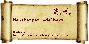 Mansberger Adalbert névjegykártya
